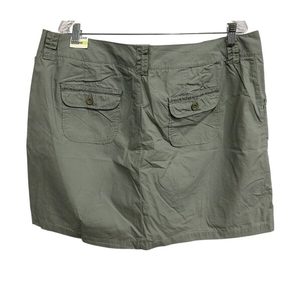 Dockers Womens Khaki Green Cotton Skirt With Buttoned Back Pockets Sz 18 - Picture 2 of 10